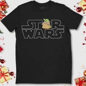 Star Wars Baby Yoda Logo and The Child from The Mandalorian Graphic T-Shirt